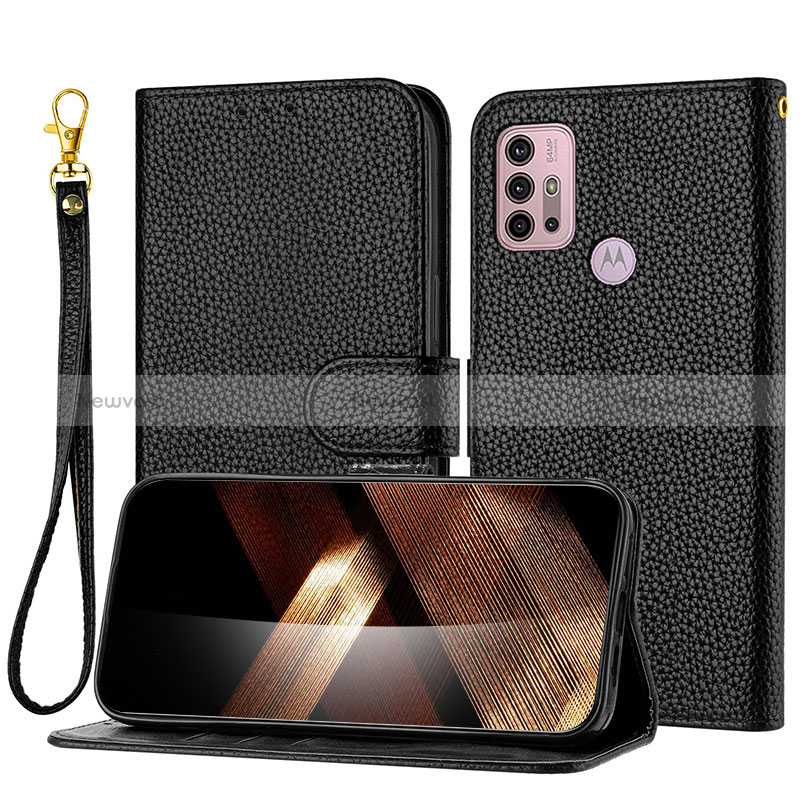 Leather Case Stands Flip Cover Holder Y09X for Motorola Moto G10