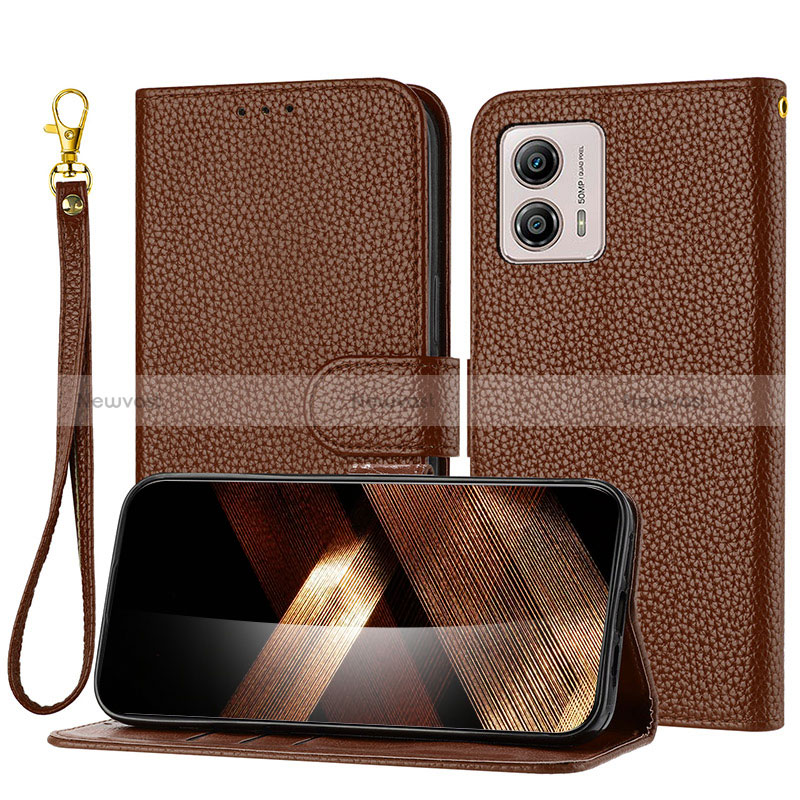 Leather Case Stands Flip Cover Holder Y09X for Motorola Moto G53 5G