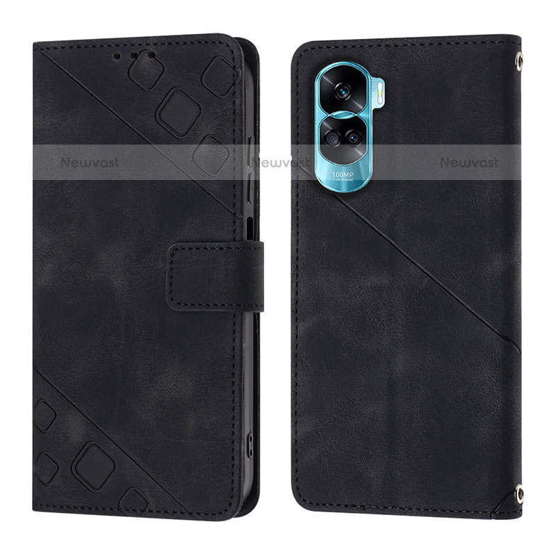 Leather Case Stands Flip Cover Holder YB1 for Huawei Honor 90 Lite 5G