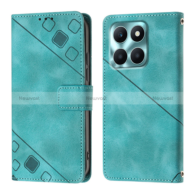 Leather Case Stands Flip Cover Holder YB1 for Huawei Honor X6a Green