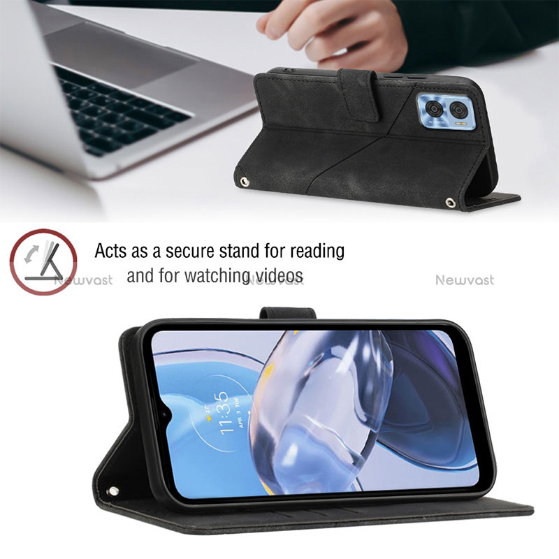 Leather Case Stands Flip Cover Holder YB1 for Motorola Moto E22