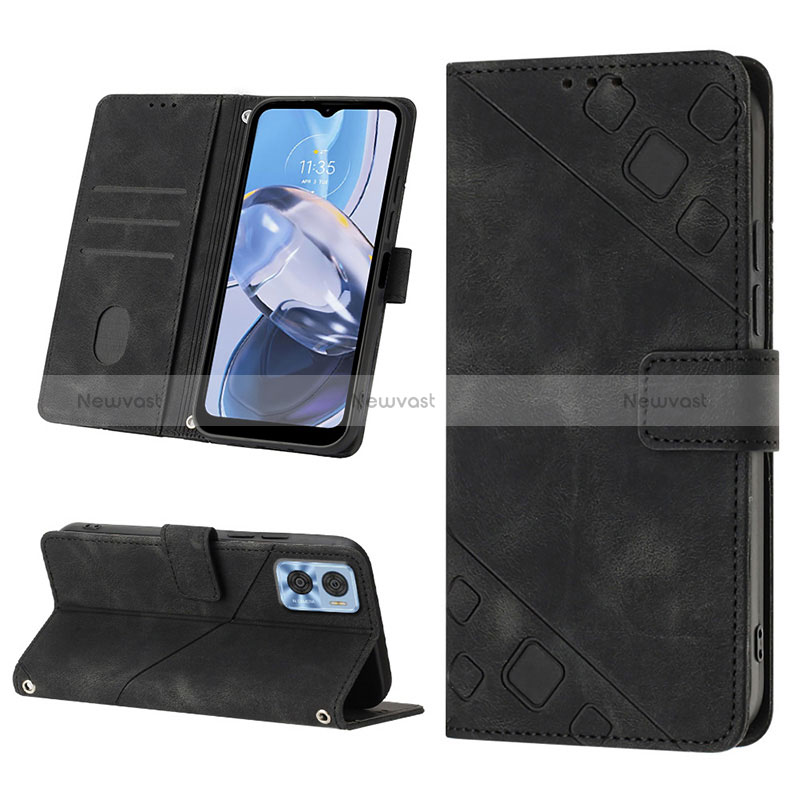 Leather Case Stands Flip Cover Holder YB1 for Motorola Moto E22