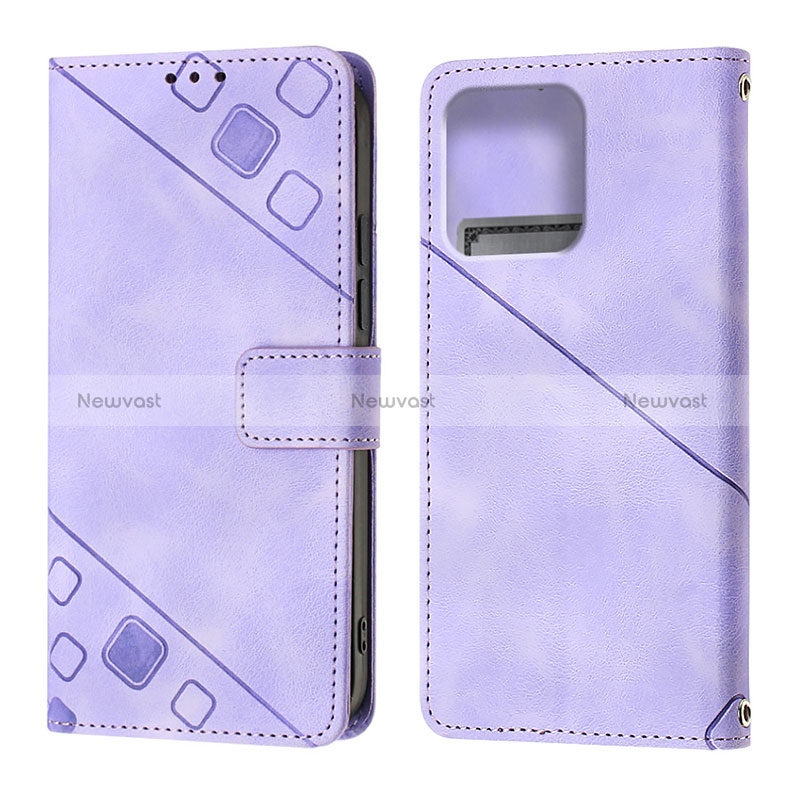 Leather Case Stands Flip Cover Holder YB1 for Motorola Moto Edge 40 Pro 5G Purple