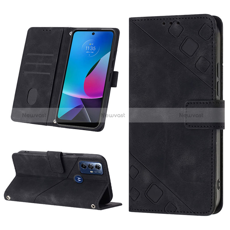 Leather Case Stands Flip Cover Holder YB1 for Motorola Moto G Play (2023)