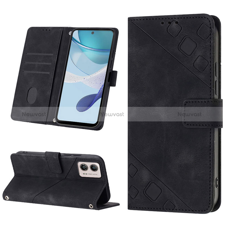 Leather Case Stands Flip Cover Holder YB1 for Motorola Moto G53 5G