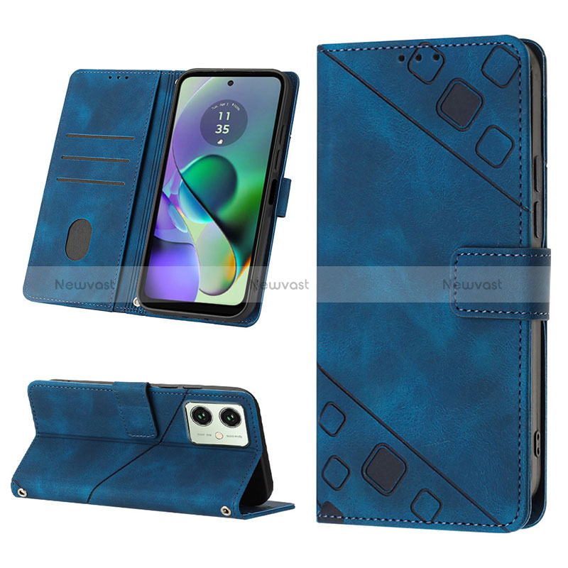 Leather Case Stands Flip Cover Holder YB1 for Motorola Moto G54 5G