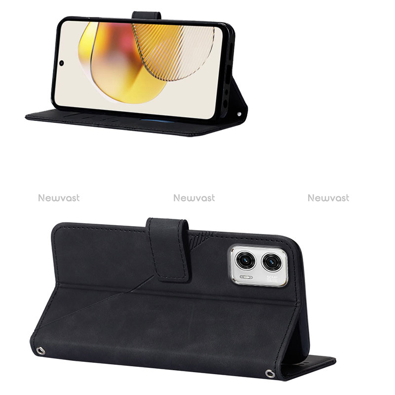 Leather Case Stands Flip Cover Holder YB1 for Motorola Moto G73 5G
