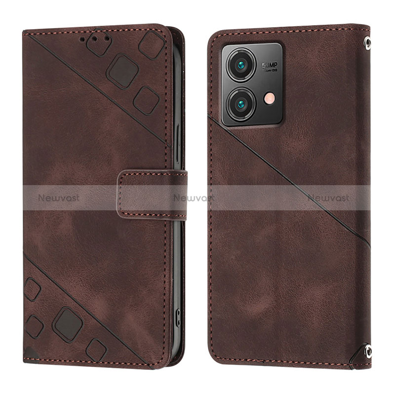 Leather Case Stands Flip Cover Holder YB1 for Motorola Moto G84 5G