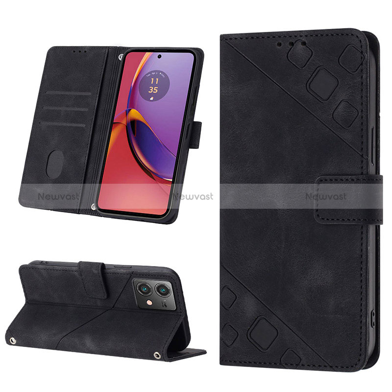 Leather Case Stands Flip Cover Holder YB1 for Motorola Moto G84 5G