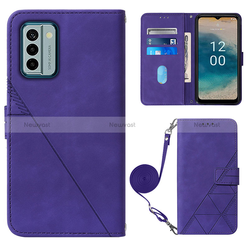 Leather Case Stands Flip Cover Holder YB1 for Nokia G22 Purple