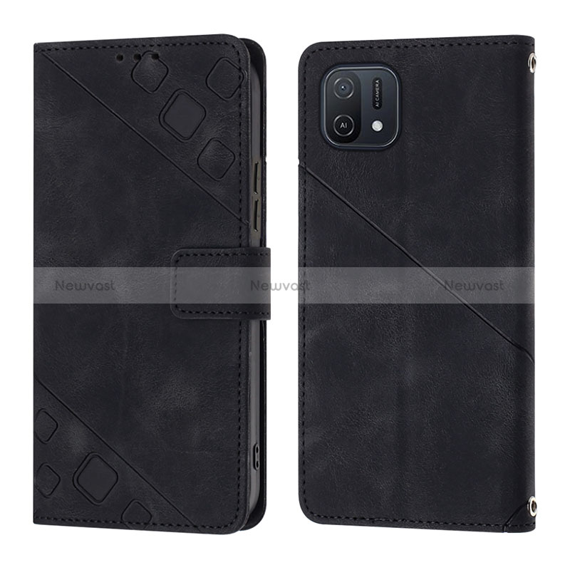 Leather Case Stands Flip Cover Holder YB1 for Oppo A16K Black