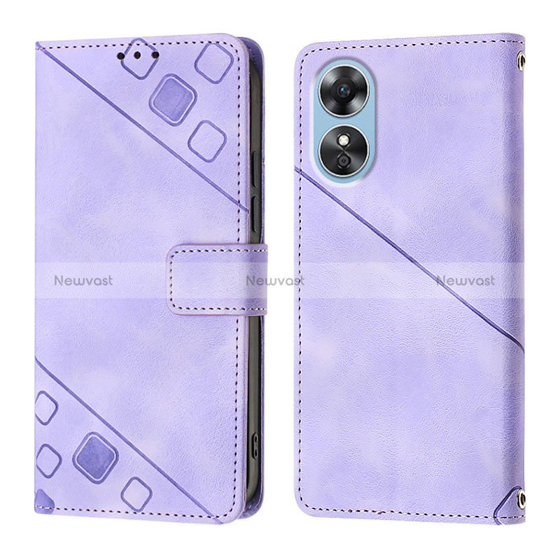 Leather Case Stands Flip Cover Holder YB1 for Oppo A17