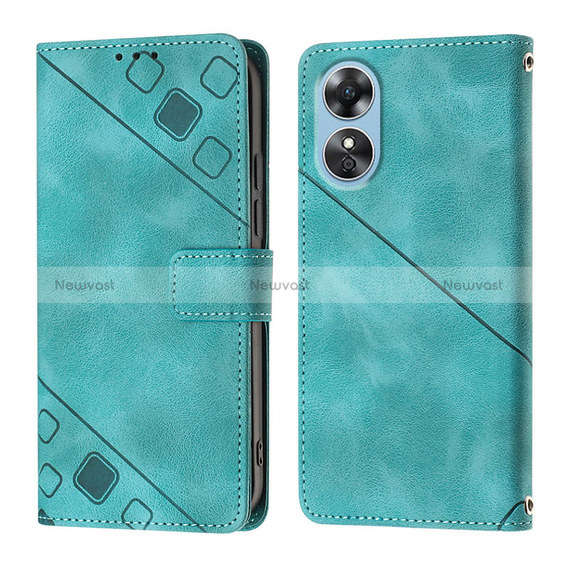 Leather Case Stands Flip Cover Holder YB1 for Oppo A17