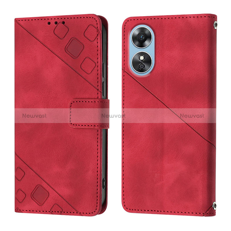 Leather Case Stands Flip Cover Holder YB1 for Oppo A17