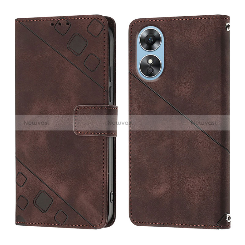 Leather Case Stands Flip Cover Holder YB1 for Oppo A17