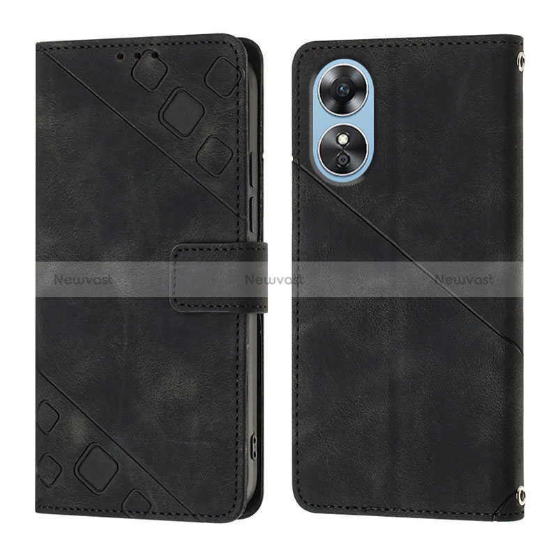 Leather Case Stands Flip Cover Holder YB1 for Oppo A17