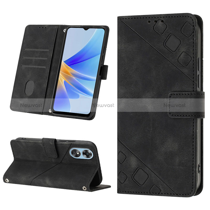 Leather Case Stands Flip Cover Holder YB1 for Oppo A17