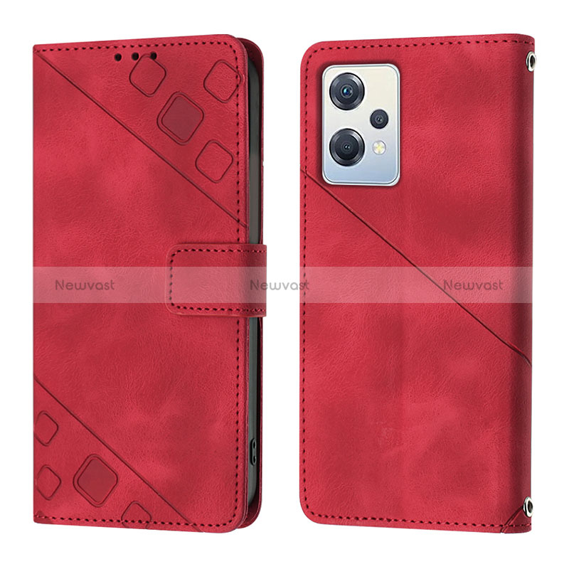 Leather Case Stands Flip Cover Holder YB1 for Oppo K10X 5G Red