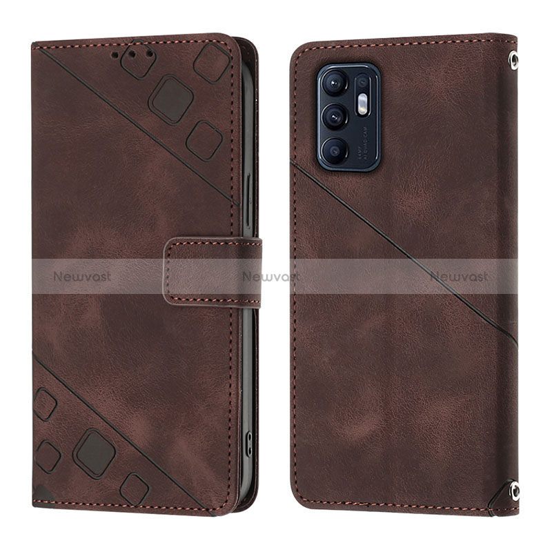 Leather Case Stands Flip Cover Holder YB1 for Oppo Reno6 5G