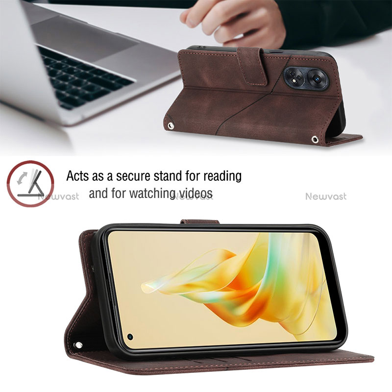 Leather Case Stands Flip Cover Holder YB1 for Oppo Reno8 T 4G