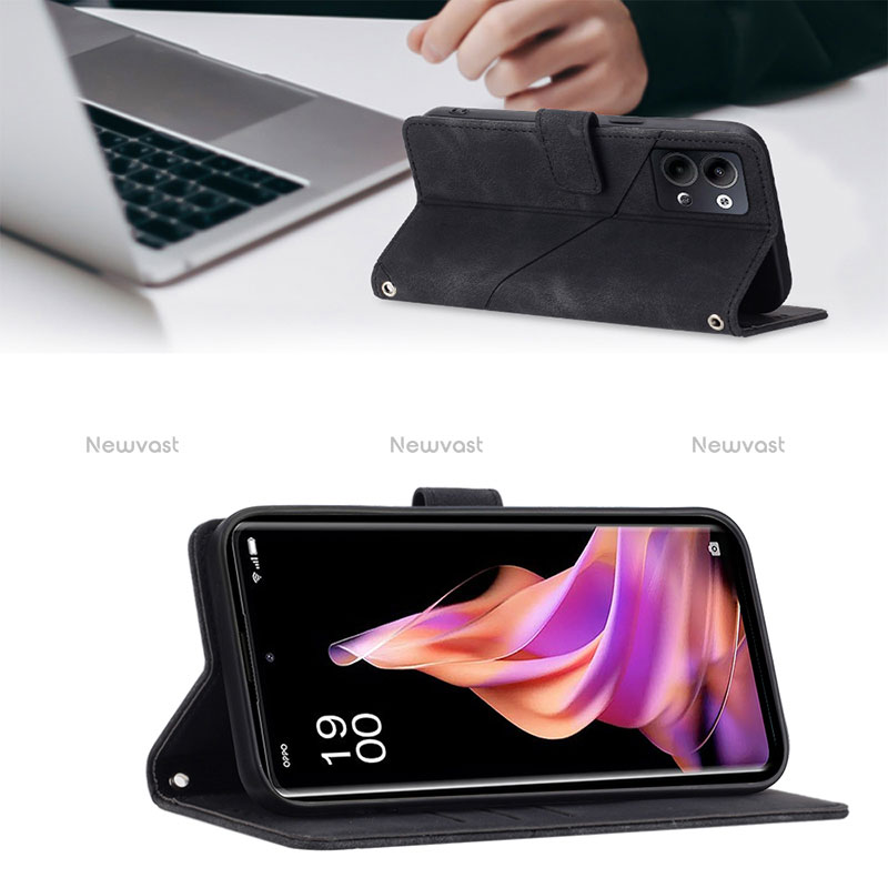 Leather Case Stands Flip Cover Holder YB1 for Oppo Reno9 5G