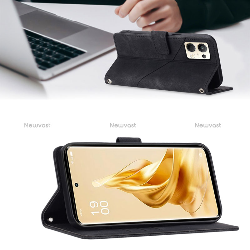 Leather Case Stands Flip Cover Holder YB1 for Oppo Reno9 Pro+ Plus 5G