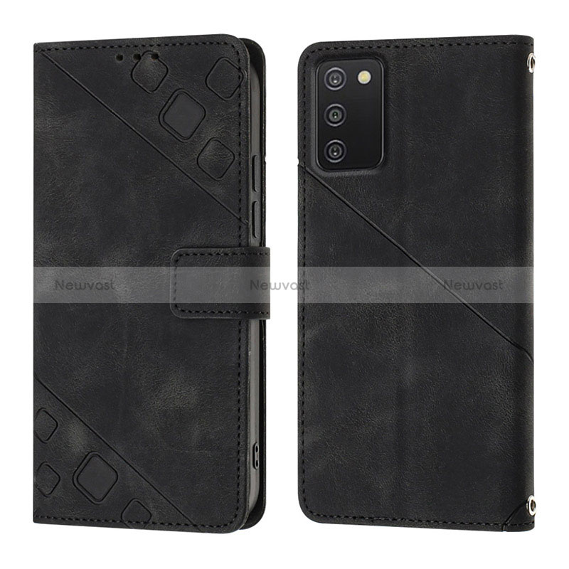 Leather Case Stands Flip Cover Holder YB1 for Samsung Galaxy A02s Black
