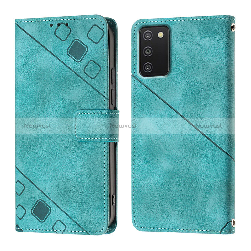 Leather Case Stands Flip Cover Holder YB1 for Samsung Galaxy A02s Green