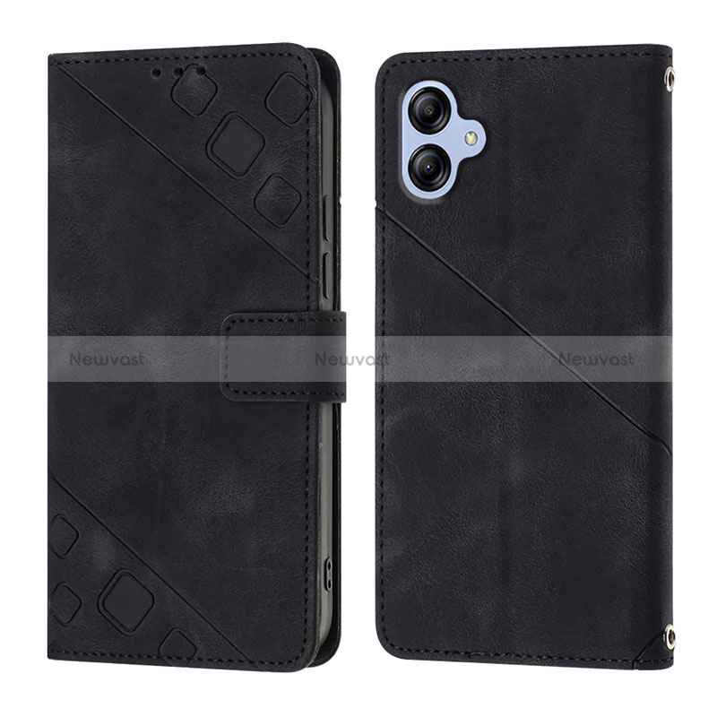 Leather Case Stands Flip Cover Holder YB1 for Samsung Galaxy A04 4G Black