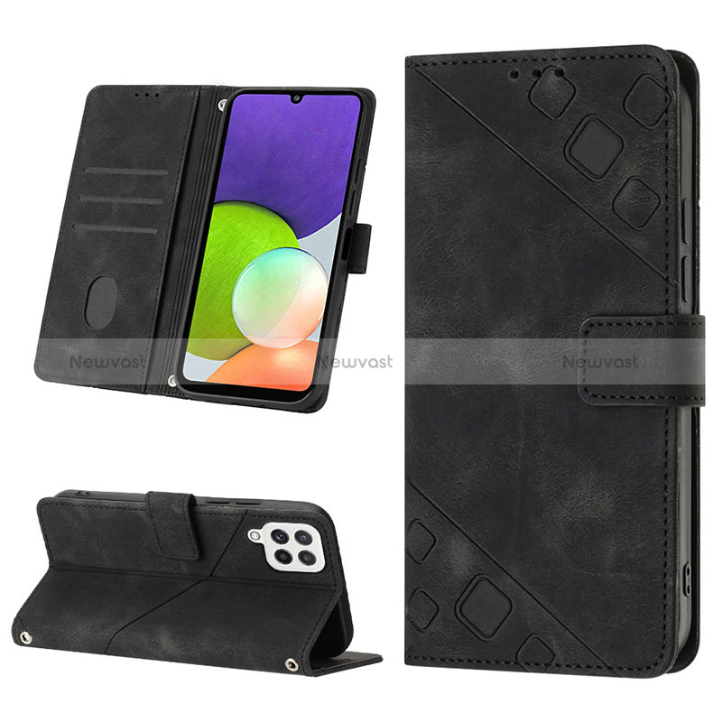 Leather Case Stands Flip Cover Holder YB1 for Samsung Galaxy A22 4G