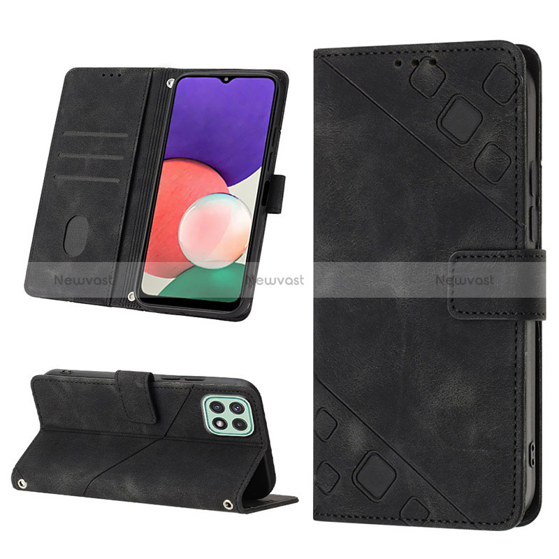 Leather Case Stands Flip Cover Holder YB1 for Samsung Galaxy A22 5G