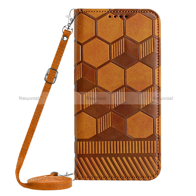 Leather Case Stands Flip Cover Holder YB1 for Samsung Galaxy A34 5G Light Brown