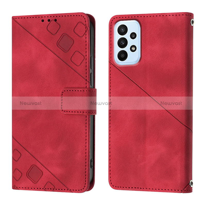 Leather Case Stands Flip Cover Holder YB1 for Samsung Galaxy A52 4G Red