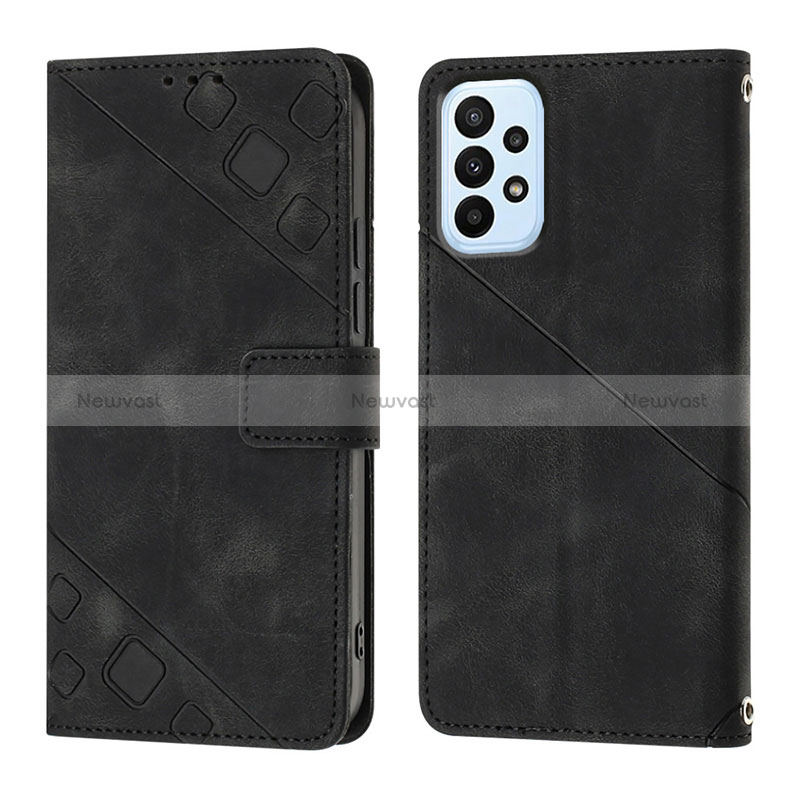 Leather Case Stands Flip Cover Holder YB1 for Samsung Galaxy A52s 5G Black