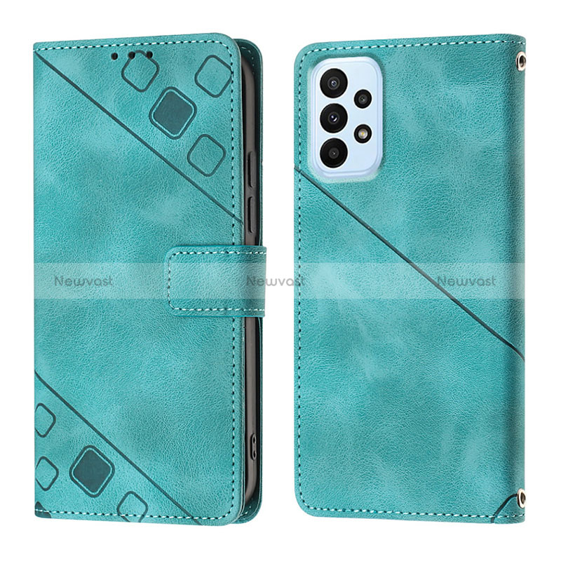 Leather Case Stands Flip Cover Holder YB1 for Samsung Galaxy A72 4G Green