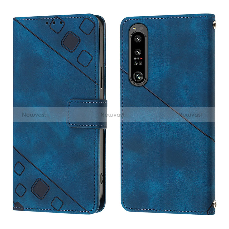 Leather Case Stands Flip Cover Holder YB1 for Sony Xperia 1 IV