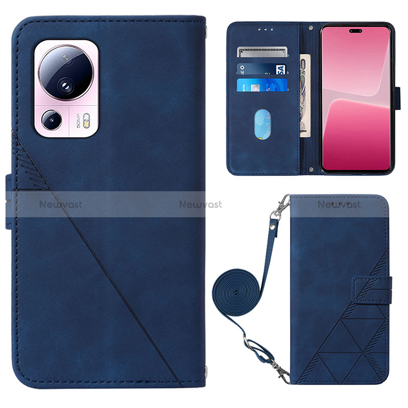 Leather Case Stands Flip Cover Holder YB1 for Xiaomi Mi 12 Lite NE 5G Blue