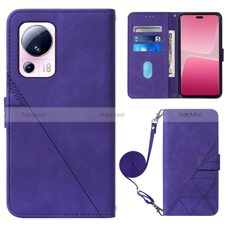 Leather Case Stands Flip Cover Holder YB1 for Xiaomi Mi 12 Lite NE 5G Purple