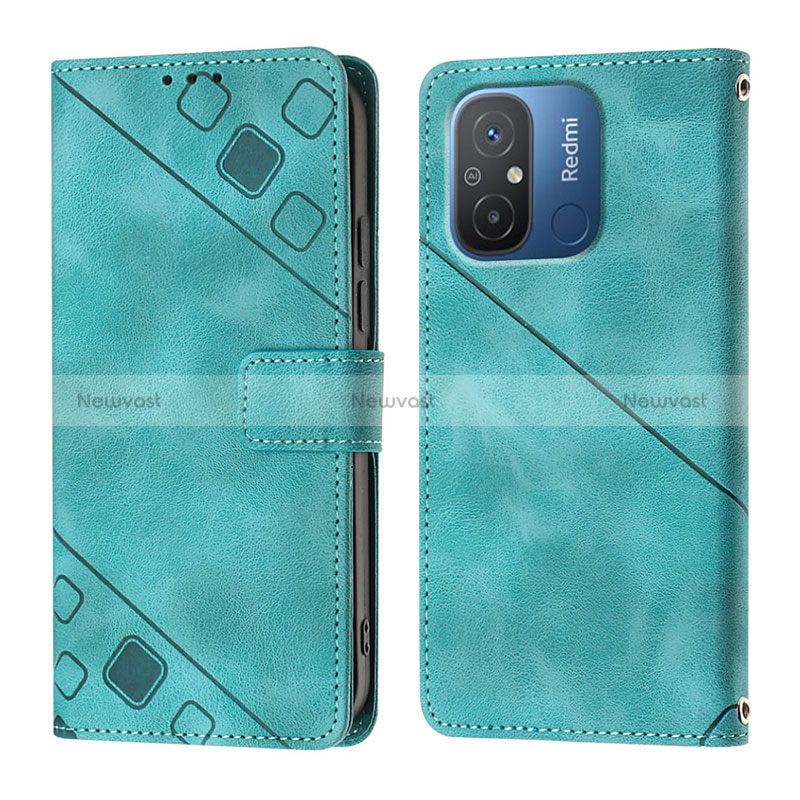 Leather Case Stands Flip Cover Holder YB1 for Xiaomi Redmi 11A 4G Green