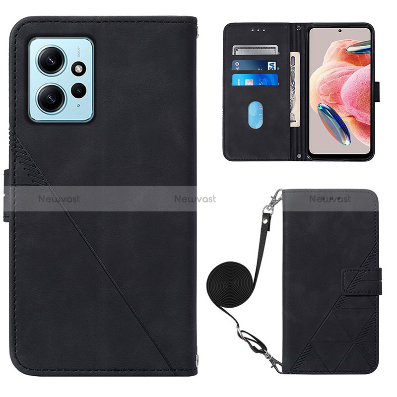 Leather Case Stands Flip Cover Holder YB1 for Xiaomi Redmi Note 12 4G Black