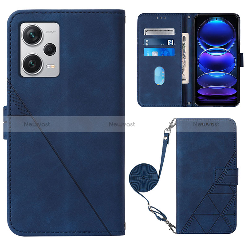 Leather Case Stands Flip Cover Holder YB1 for Xiaomi Redmi Note 12 Explorer Blue