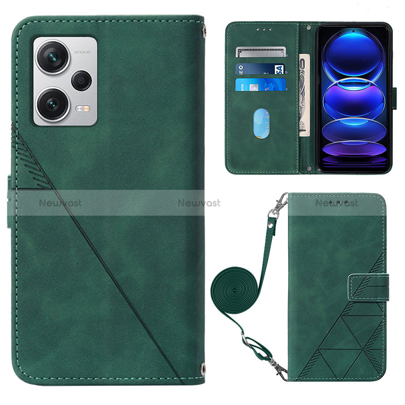 Leather Case Stands Flip Cover Holder YB1 for Xiaomi Redmi Note 12 Explorer Green