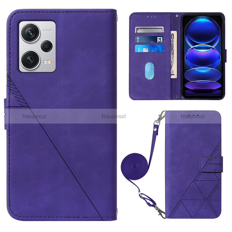 Leather Case Stands Flip Cover Holder YB1 for Xiaomi Redmi Note 12 Explorer Purple