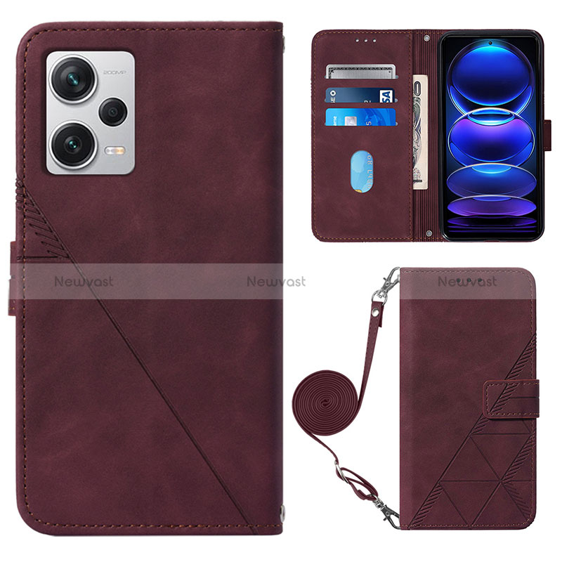 Leather Case Stands Flip Cover Holder YB1 for Xiaomi Redmi Note 12 Explorer Red