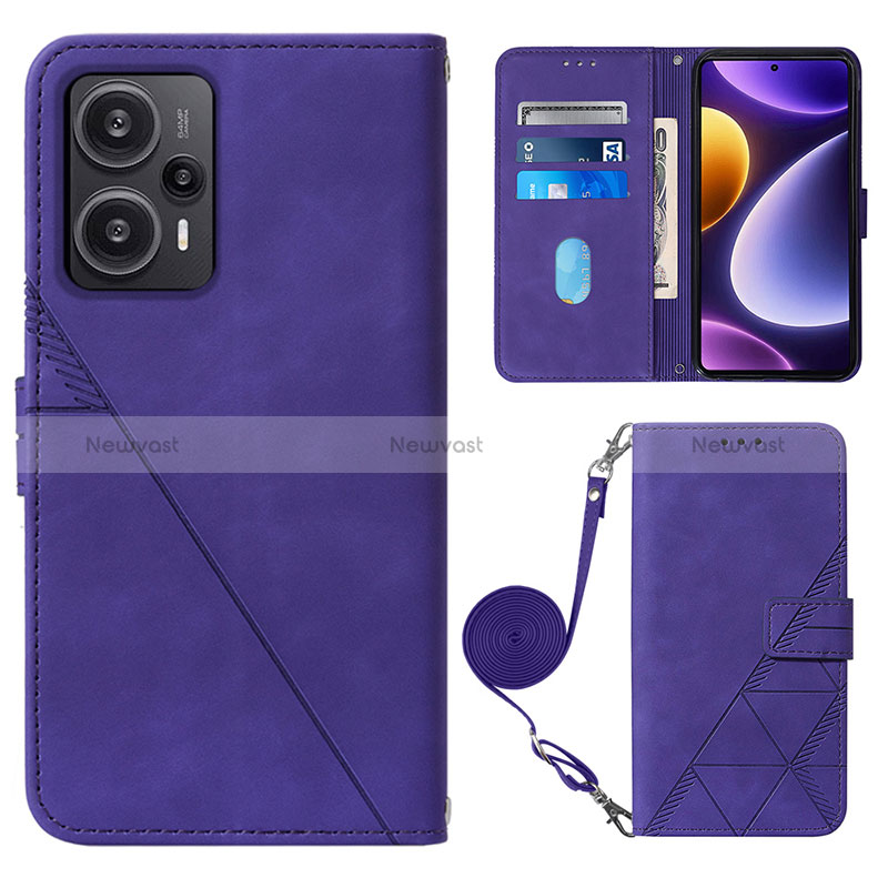 Leather Case Stands Flip Cover Holder YB1 for Xiaomi Redmi Note 12 Turbo 5G Purple