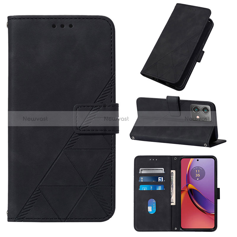 Leather Case Stands Flip Cover Holder YB2 for Motorola Moto G84 5G