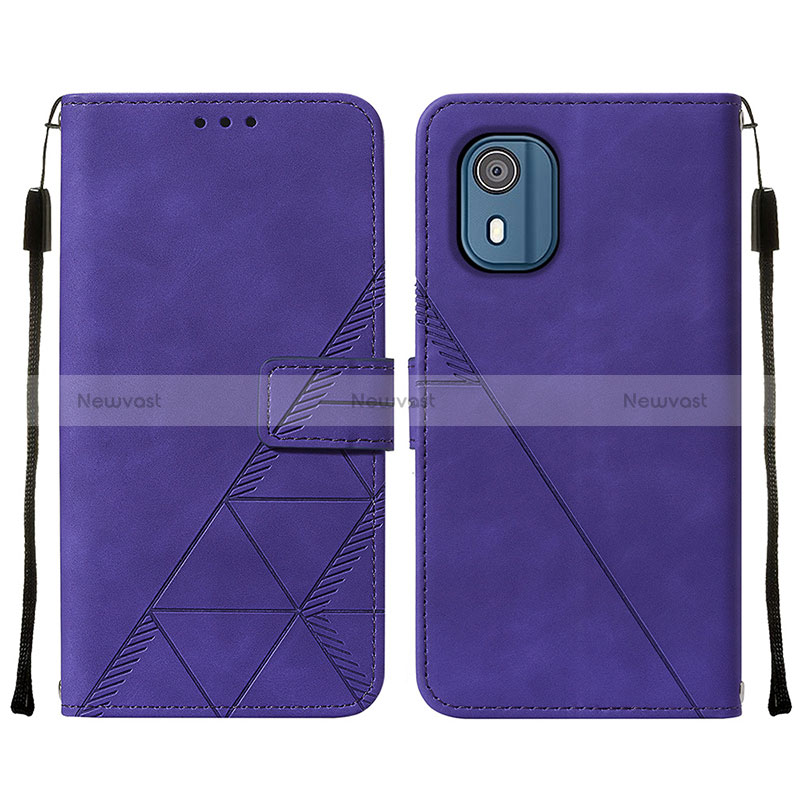 Leather Case Stands Flip Cover Holder YB2 for Nokia C02 Purple