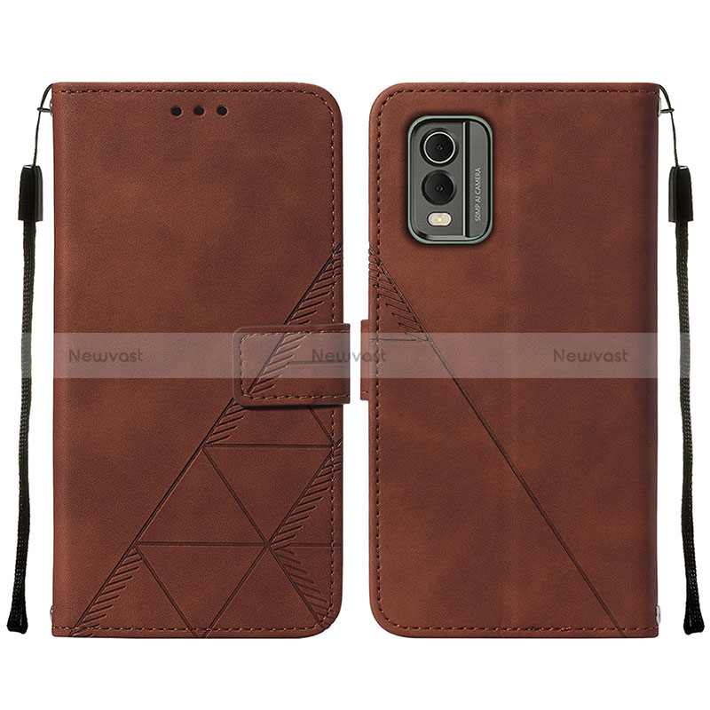 Leather Case Stands Flip Cover Holder YB2 for Nokia C210 Brown