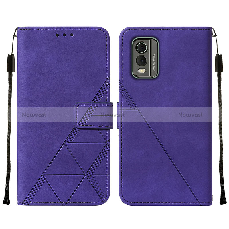 Leather Case Stands Flip Cover Holder YB2 for Nokia C210 Purple