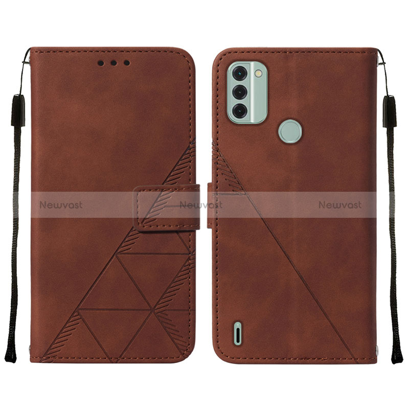 Leather Case Stands Flip Cover Holder YB2 for Nokia C31 Brown